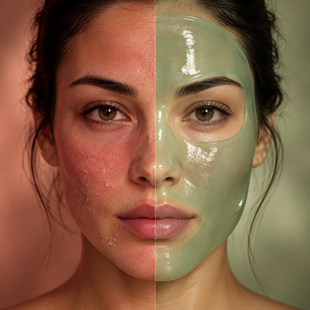 Calm, glowing skin after a sea kelp mask